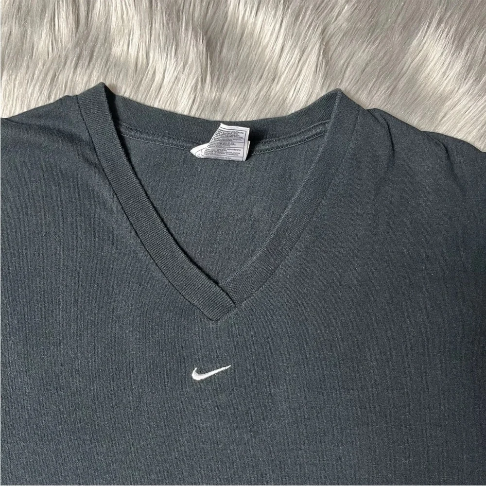 Vintage 90s Nike Made In USA Black Center Swoosh V Neck T Shirt